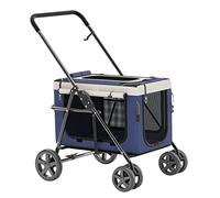 Dog Strollers for Small Dogs, Lightweight Dog Stroller for 2 Dogs Cats Puppy & Kitten, Cat Stroller Travel Carrier Cart Dog Pram Pet Stroller Pushchair for Cat, Dog and More (Color : Blue)