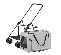 Dog Strollers for Small Dogs Lightweight Dog Stroller for 2 Dogs Cats Puppy & Kitten Foldable Carrier Cart Breathable Pram Pushchair Pet Stroller (Red) (Grey a)