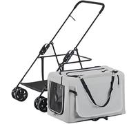 Dog Strollers for Small Dogs Lightweight Dog Stroller for 2 Dogs Cats Puppy & Kitten Foldable Carrier Cart Breathable Pet Stroller for Cat Dog (Khaki) (Grey a)