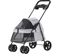 Dog Strollers for Small Dogs Pet Strollers for Cats Dogs Exquisite Dog Prams for Small Dogs Lightweight Folding Pet Stroller 4-Wheel Travel (Pink) (Grey a)