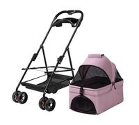 Dog Strollers For Small Dogs, Small Pet Stroller With Cup Holder For Dog And Cat, Foldable Travel Stroller Carrier Breathable Pet Car Pram Cart Detachable Pushchair(Pink)