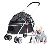Dog Strollers for Small Dogs Within 20kg, Zipperless Entry Pet Stroller for Cats/Dogs, Travel Stroller Cat Carriage Carrier Dog Prams Pushchairs with Adjustable Awning (Nero)