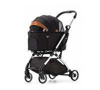 Dog Strollers for Small Medium Dogs & Cats Pushchair Buggy 3 in 1 Luxury Folding Pet Stroller/cat Carrier Bag,Aluminum Alloy Frame, Adjustable Canopy (Black)