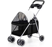 Dog Strollers for Small Medium Dogs, Pet Stroller Cat Dog Pram with Detachable Cup Holder, Lightweight Pet Pushchair Premium Breathable Zipper Entry Cat Stroller Carriage(Nero)