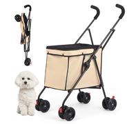 Dog Strollers, Shopping Cart, Collapsible Folding Utility Wagons Carts Heavy Duty, The Original Patented, 60lbs Capacity, Minimalist for Cats Pets Outdoor Camping Shopping Sports Garden (Khaki)