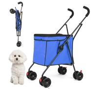 Dog Strollers, Shopping Cart, Collapsible Folding Utility Wagons Carts Heavy Duty, The Original Patented, 60lbs Capacity, Minimalist for Cats Pets Outdoor Camping Shopping Sports Garden (Blue)