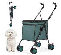 Dog Strollers, Shopping Cart, Collapsible Folding Utility Wagons Carts Heavy Duty, The Original Patented, 60lbs Capacity, Minimalist for Cats Pets Outdoor Camping Shopping Sports Garden (Dark Green)