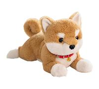 Dog Stuffed Animal | 38 Centimeter Realistic Stuffed Animal with Bell | Lying Down Plush Stuffed Dog for Kids - for Boys Kids Birthday Bedroom Interactive Sleeping