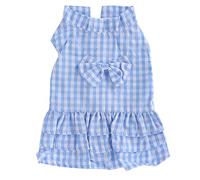 Dog Summer Clothes Polyester Sleeveless Shirt Skirt Blue, Bowknot Dress, Lightweight and Comfortable Pet Wear - Easy to Put On, Durable Fabric, Ideal for Warm Weather (XZD221 Blue S)