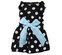 Dog Summer Dress for Small Dogs | Sleeveless Polyester Vest with Bow | Cute Pet Clothes for Young Pets/Daily Use/Photo Shoots | Lightweight & Simple to Maintain (XZD223 White dots S)