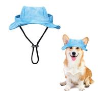 Dog Sun Hat,1PC Adjustable Princess Dog Bucket Hat with Ear Holes,Round Brim Dogs Visor Cap Pet Fisherman Hats for Pupies Small Dogs Cat Outdoor Sport (Blue, S)