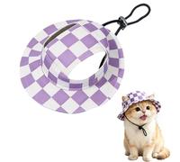 Dog Sun Hat,1PC Adjustable Princess Dog Bucket Hat with Ear Holes,Round Brim Dogs Visor Cap Pet Fisherman Hats for Pupies Small Dogs Cat Outdoor Sport (Square Purple, L)
