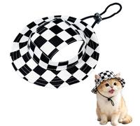 Dog Sun Hat,1PC Adjustable Princess Dog Bucket Hat with Ear Holes,Round Brim Dogs Visor Cap Pet Fisherman Hats for Pupies Small Dogs Cat Outdoor Sport (Square Black, L)