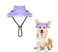 Dog Sun Hat,1PC Adjustable Princess Dog Bucket Hat with Ear Holes,Round Brim Dogs Visor Cap Pet Fisherman Hats for Pupies Small Dogs Cat Outdoor Sport (Purple, M)