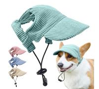Dog Sun Hat, Cat Summer Beach Visor Hat Dog Baseball Cap,with Ear Holes, Adjustable Puppy Sunbonnet Headdress(Green,L)