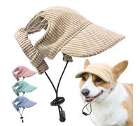 Dog Sun Hat, Cat Summer Beach Visor Hat Dog Baseball Cap,with Ear Holes, Adjustable Puppy Sunbonnet Headdress(Khaki,S)