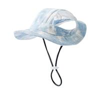 Dog Sun Hat, Dog Bucket Hat - Mesh Porous Sun Hat with Ear Holes | Outdoor Visor Round Brim Princess Style Adjustable Chin Strap for Small Medium Cats Dogs K