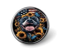 Dog Sunflower U.S. Flag Butterfly Round Brooch Pins Lapel Tie Badge Metal Memorial Button Pin Kit for Hat Shirt Clothing Bags Decor