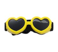 Dog Sunglasses for Small Dogs, Heart Shaped UV Protection Goggles with Adjustable Strap, Cute Pet Glasses for Summer Walks & Car Rides, Windproof Eye Wear for Puppies & Small Breeds (YELLOW)