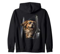 Dog Sunglasses Truck Driving Zip Hoodie