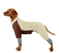 Dog Sunscreen Shirt, Breathable Summer Dog Cooling Vest Alternative, Quick Dry Four-Leg Onesie for Outdoor Foxtail Mud Protection, Back Zip UV Sun Protection Clothing, Beige 3XL