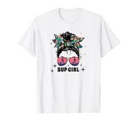 Dog-SUP-Girl Surfing Stand-Up Paddle Supboard Paddleboard Value Graphic T-Shirt, Men, White, S