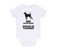 Dog supervised - Human in Training Baby Grow Vest, 3-6 Months, White
