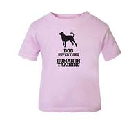 Dog supervised - Human in Training Short Sleeve Cotton Kids t Shirt, 2-3 Years, Pastel Pink