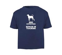 Dog supervised - Human in Training Short Sleeve Cotton Toddler t Shirt, 3-4 Years, Navy