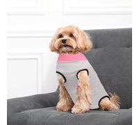Dog Surgery Recovery Suit Pink Blue Stripe Dog Suit for After Surgery, Breathable Soft Elastic Fabric Comfort Suit With Adjustable Straps (M)