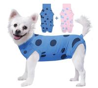 Dog Surgery Recovery Suit, Post Surgery Protective Wear with Pee Hole, Unisex Pet Surgical Vest for Wound Care, Spay/Neuter Healing (2 Packs Blue+Pink, X-Small)