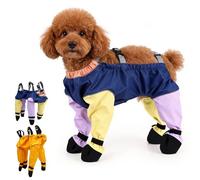 Dog Suspender Booties, Dog Rain Boots with Suspender, Breathable Waterproof Pets Boots, Adjustable Dogs Paws Boot Rain Shoes Leggings for Snow and Rain Days Small to Medium Dogs (Mixed Color, L)