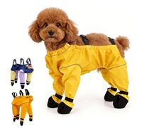 Dog Suspender Booties, Dog Rain Boots with Suspender, Breathable Waterproof Pets Boots, Adjustable Dogs Paws Boot Rain Shoes Leggings for Snow and Rain Days Small to Medium Dogs (Yellow, L)
