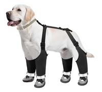 Dog Suspender Boots with Fleece Lining, Waterproof Dog Snow Boots Anti-Slip Rubber Sole Dog Booties and Paw Protectors Winter Shoes for Dogs Legging Dog Shoes for Small Medium Large Dogs(B,4)