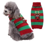 Dog Sweater Christmas Striped Knitted Warm Snowman Clothes | Winter Puppy Cat Costume Clothing for Kitten Medium Indoor Outdoor Travel Party Birthday Photoshoot