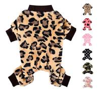 Dog Sweater Dog Pajamas for Small Dogs Girl Boy Super Soft Warm Small Puppy Sweater Pjs Cute Pet Clothes Doggie Jumpsuits Fleece Puppy Onesies Outfits for Chihuahua Yorkie, Leopard, M