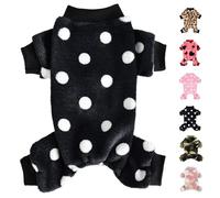 Dog Sweater Dog Pajamas for Small Dogs Girl Boy Super Soft Warm Small Puppy Sweater Pjs Cute Pet Clothes Doggie Jumpsuits Fleece Puppy Onesies Outfits for Chihuahua Yorkie, Black Polka, XXS