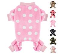 Dog Sweater Dog Pajamas for Small Dogs Girl Boy Super Soft Warm Small Puppy Sweater Pjs Cute Pet Clothes Doggie Jumpsuits Fleece Puppy Onesies Outfits for Chihuahua Yorkie, Pink Polka, XS