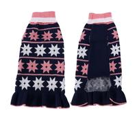 Dog Sweater Dress Halloween Turtleneck Dogs Pullover Knit With Leash Hole Fall Winter Warm Dog Sweater Cute Pet Clothes for Medium Dogs Female (Navy, L)