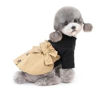 Dog Sweater Dresses for Small Dogs Girl Dog Winter Clothes Cold Weather Pullover Dog Sweater with Bowtie Cute Cat Skirt Coat Apparel Warm Knitted Puppy Sweater for Chihuahua Yorkies