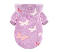 Dog Sweater for Small Dogs Girl Boy, Fleece Dog Hoodie Clothes, Night Glow Puppy Sweater, Soft Warm Extra Small Doggie Sweatshirt, Fall Winter Doggy Clothes Pet Outfits for Chihuahua Yorkie,Purple XXS