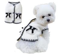 Dog Sweater Jacket Vest Fleece Lined Warm Soft Cold Weather Fall Winter Clothes (Black & White, Medium)