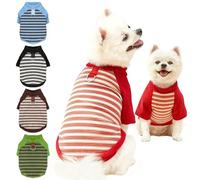 Dog Sweater Lightweight Stretchy Dogs Fleece T-Shirt Pet Striped Sleeves Sweatshirt Cats Clothes Soft for Small Medium Large Dogs（Red,XX-Large）