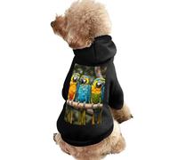 Dog Sweater Warm Dog and Cat Clothes Winter Dog Coat with Hoodie Soft Pet Clothes XS-2XL Cold Weather Three Parrots Dog Jacket for Small Medium Dogs and Cats