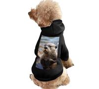 Dog Sweater Warm Dog and Cat Clothes Winter Dog Coat with Hoodie Soft Pet Clothes XS-2XL Cold Weather Otter Playing in The Water Dog Jacket for Small Medium Dogs and Cats