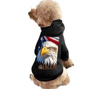 Dog Sweater Warm Dog and Cat Clothes Winter Dog Coat with Hoodie Soft Pet Clothes XS-2XL Cold Weather Bald Eagle with Flag Dog Jacket for Small Medium Dogs and Cats