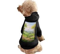 Dog Sweater Warm Dog and Cat Clothes Winter Dog Coat with Hoodie Soft Pet Clothes XS-2XL Cold Weather Spring Landscape Dog Jacket for Small Medium Dogs and Cats