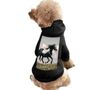 Dog Sweater Warm Dog and Cat Clothes Winter Dog Coat with Hoodie Soft Pet Clothes XS-2XL Cold Weather Black and White Horses Running Dog Jacket for Small Medium Dogs and Cats