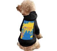 Dog Sweater Warm Dog and Cat Clothes Winter Dog Coat with Hoodie Soft Pet Clothes XS-2XL Cold Weather World Geography Map Dog Jacket for Small Medium Dogs and Cats