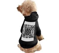 Dog Sweater Warm Dog and Cat Clothes Winter Dog Coat with Hoodie Soft Pet Clothes XS-2XL Cold Weather Black White Glitter Print Dog Jacket for Small Medium Dogs and Cats